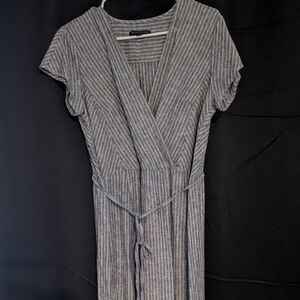 Striped Gray Wrap Dress